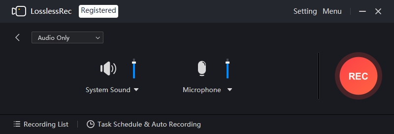 Confirm recording settings