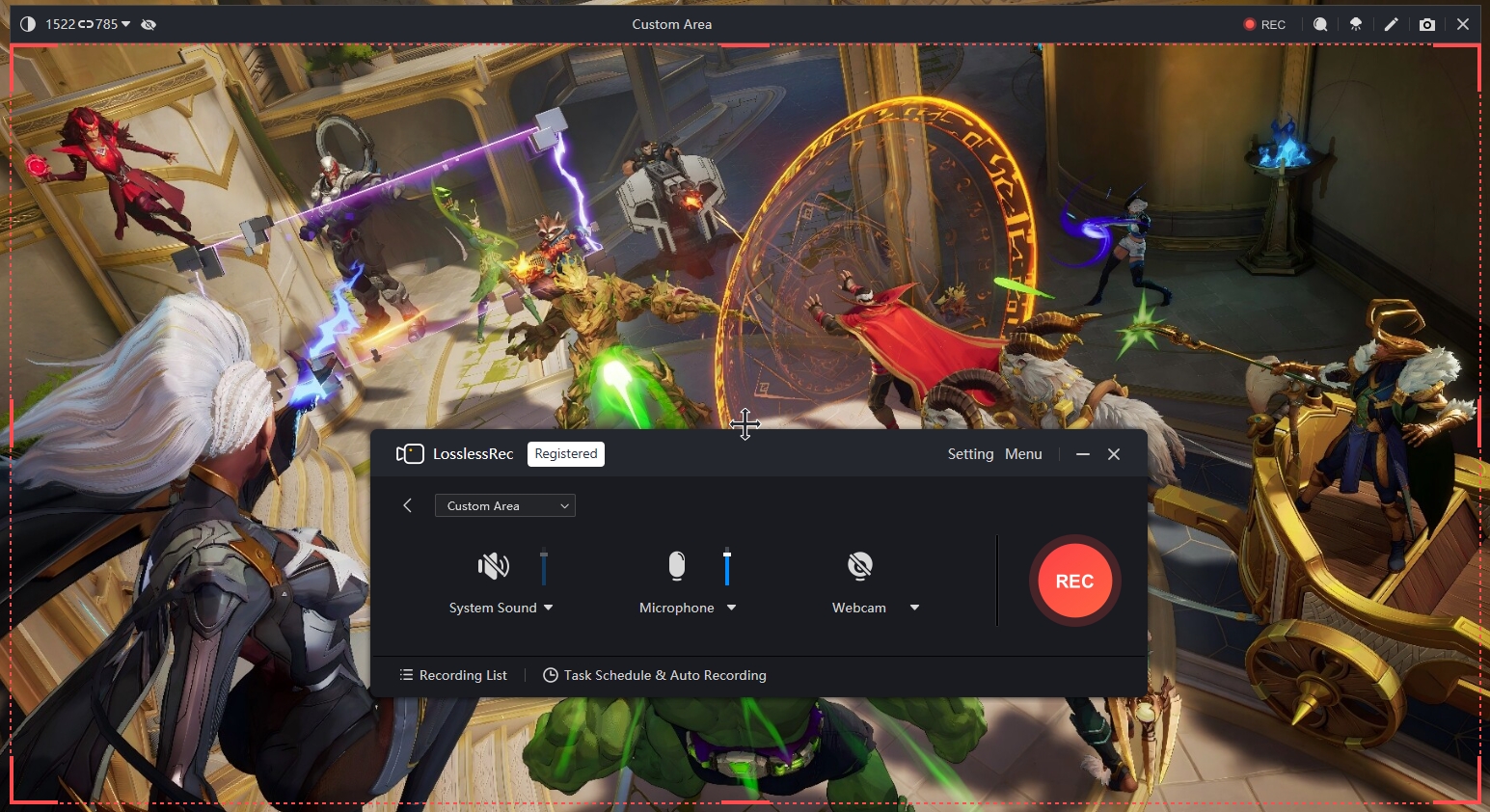 Use LoesslessRec to Recording Marvel Rivals Gameplay Videos